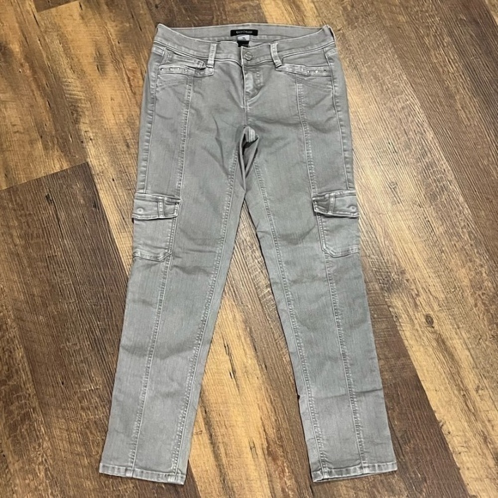 White House Black Market Cargo Skinny Jean womens size 2R gray‎ 29 in inseam